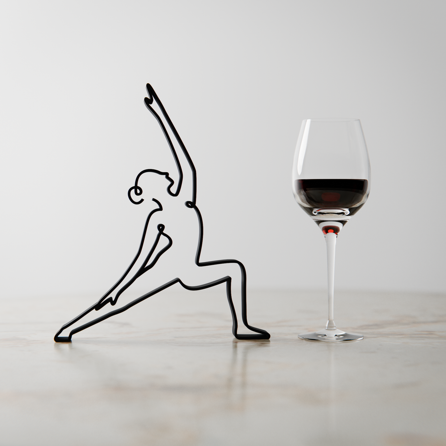 Yoga Reverse Warrior Pose - Customized Line Art Figure