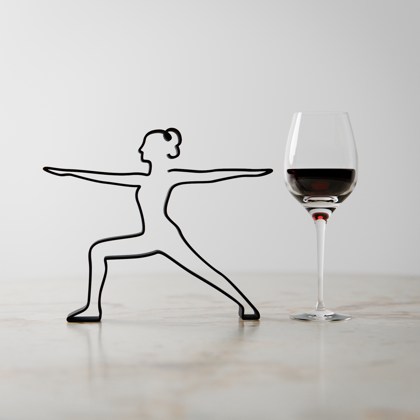 Yoga Warrior 2 Pose - Customized Line Art Figure