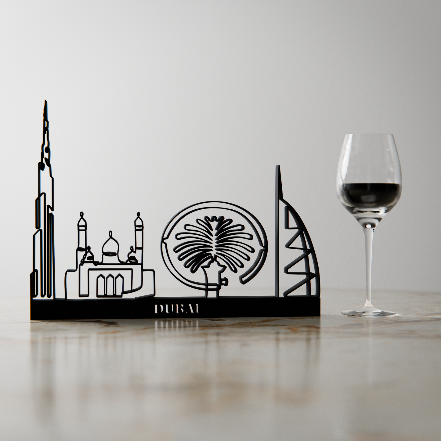 Dubai Cityscape - Line Art Figure