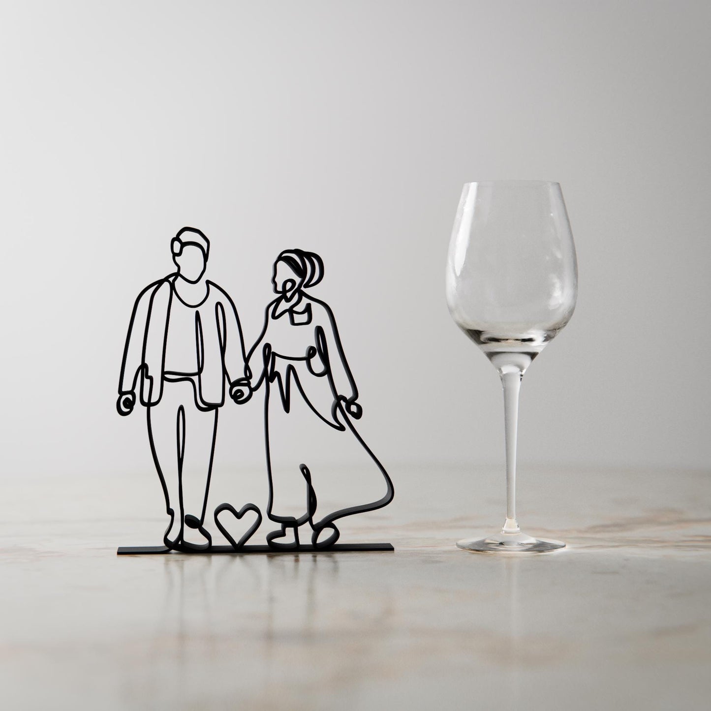Romantic Couple Lovers - Customized Line Art Figure