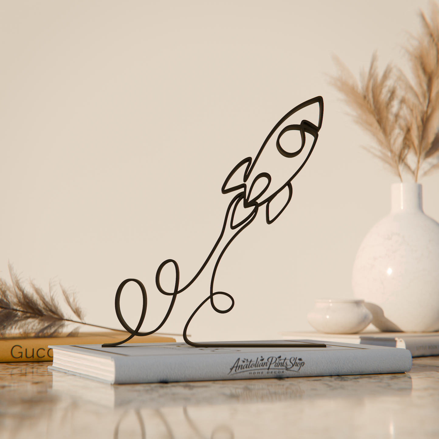 Launching Rocket - Customized Line Art Figure