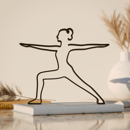 Yoga Warrior 2 Pose - Customized Line Art Figure
