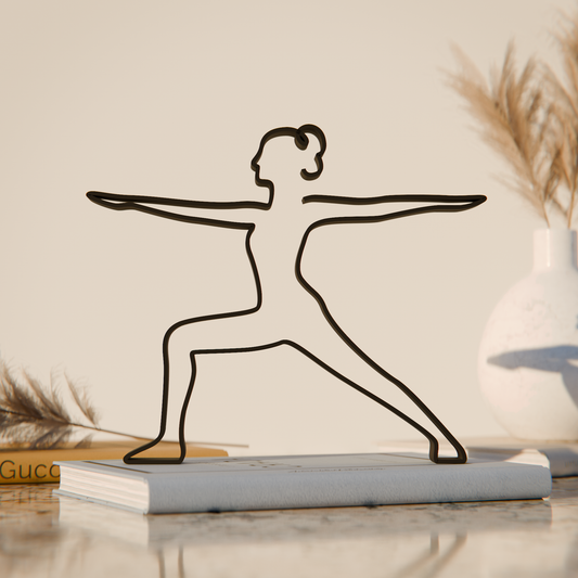Yoga Warrior 2 Pose - Customized Line Art Figure