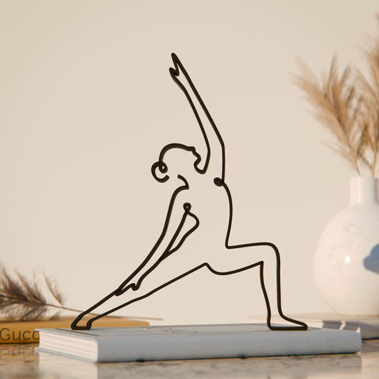 Yoga Reverse Warrior Pose - Customized Line Art Figure