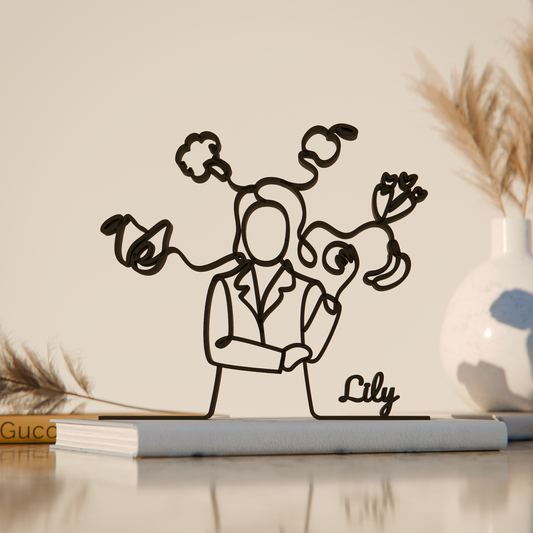 Female Dietitian - Customized Line Art Figure