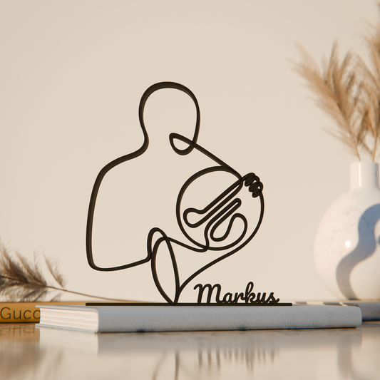 French Horn Player - Customized Line Art Figure