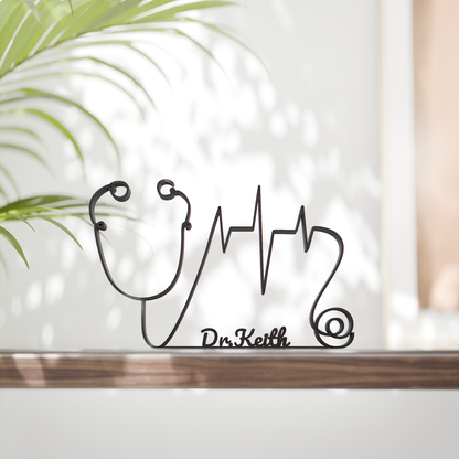 Doctor with Stethoscope - Customized Line Art Figure