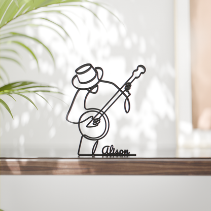 Banjo Player - Customized Line Art Figure