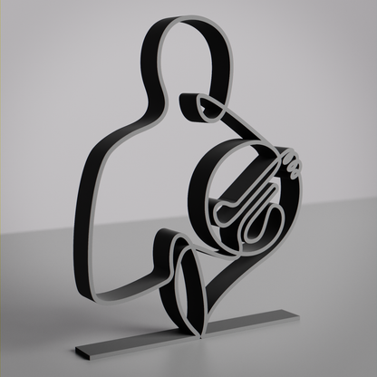 French Horn Player - Customized Line Art Figure