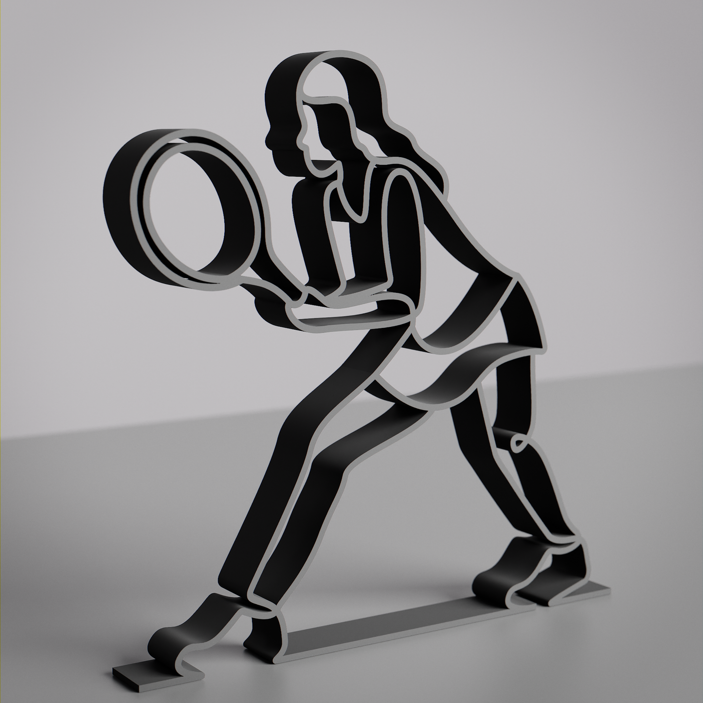 Female Tennis Player - Customized Line Art Figure