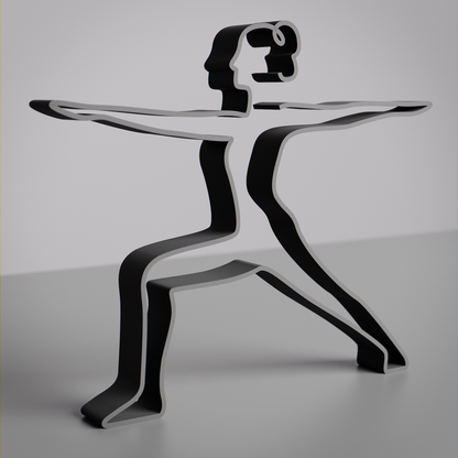 Yoga Warrior 2 Pose - Customized Line Art Figure
