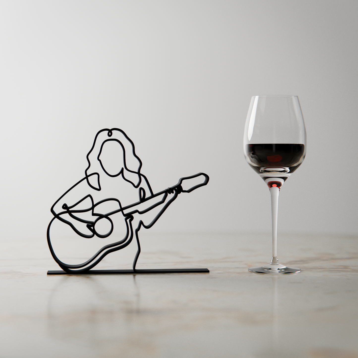 Female Acoustic Guitarist - Customized Line Art Figure