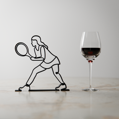 Female Tennis Player - Customized Line Art Figure
