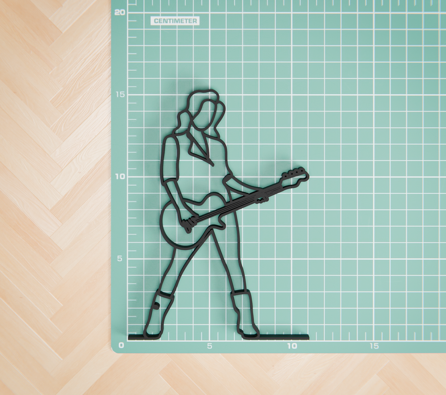 Female Bass Guitarist - Customized Line Art Figure