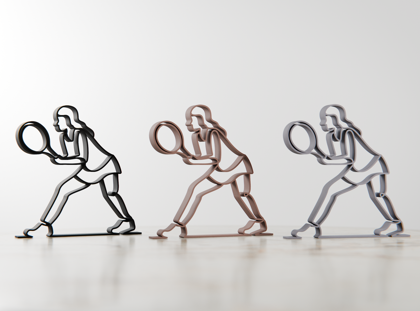 Female Tennis Player - Customized Line Art Figure