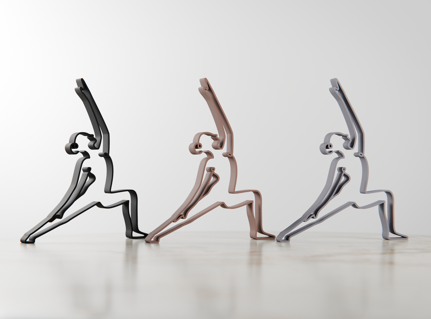 Yoga Reverse Warrior Pose - Customized Line Art Figure