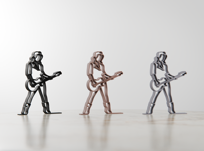 Female Bass Guitarist - Customized Line Art Figure