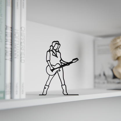 Female Bass Guitarist - Customized Line Art Figure