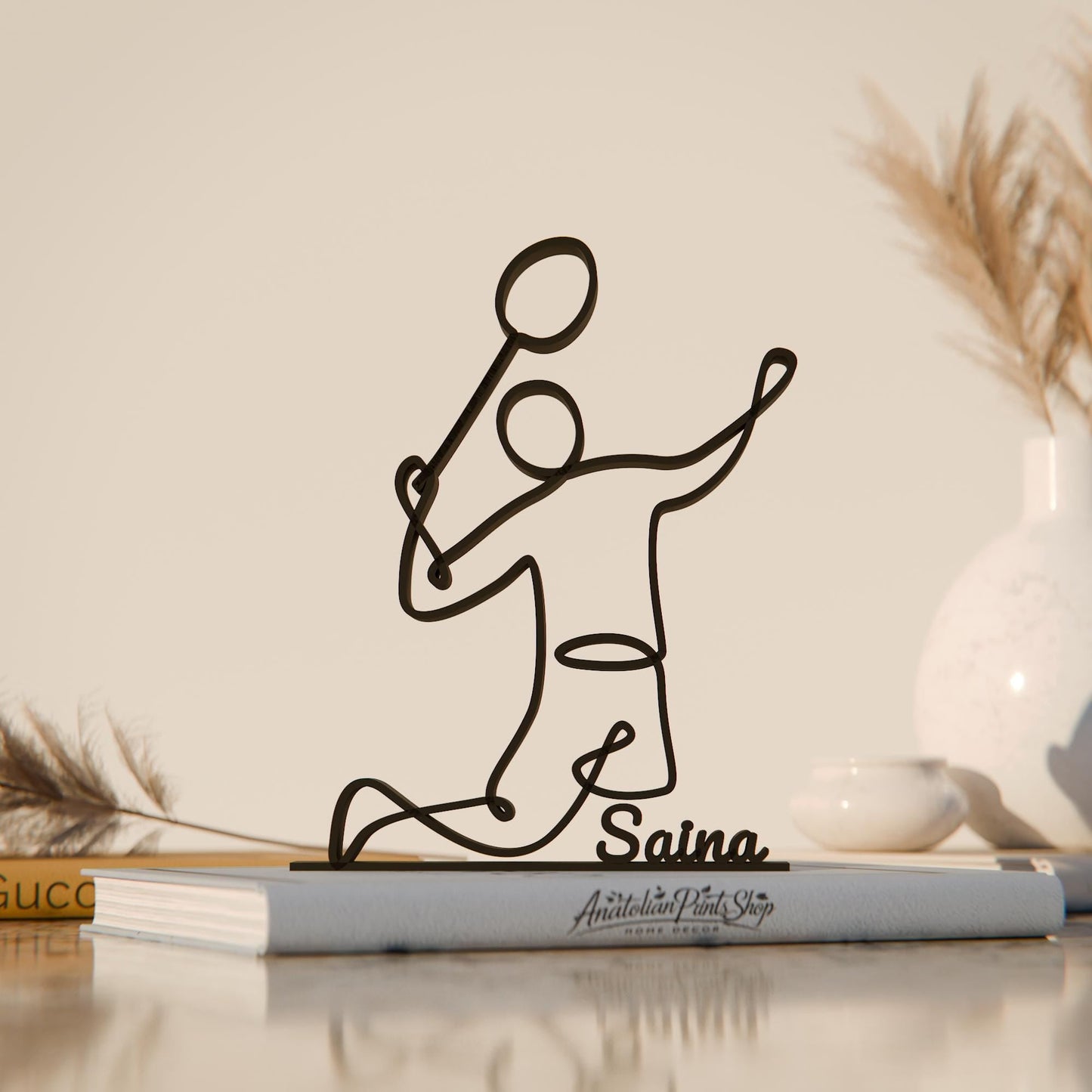 Anatolian Gift BoxBadminton Player - Customized Line Art Figure