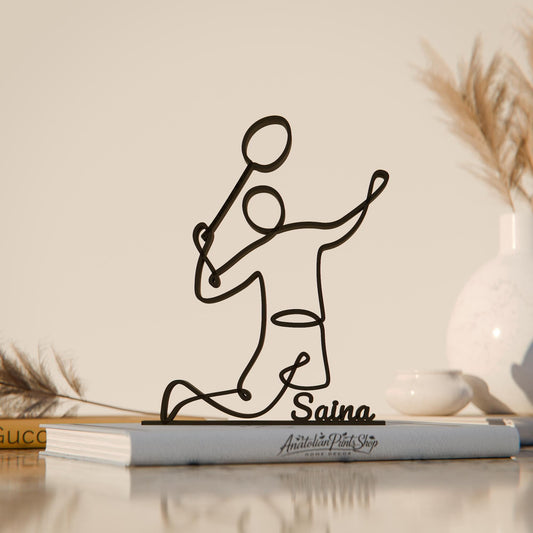 Anatolian Gift BoxBadminton Player - Customized Line Art Figure