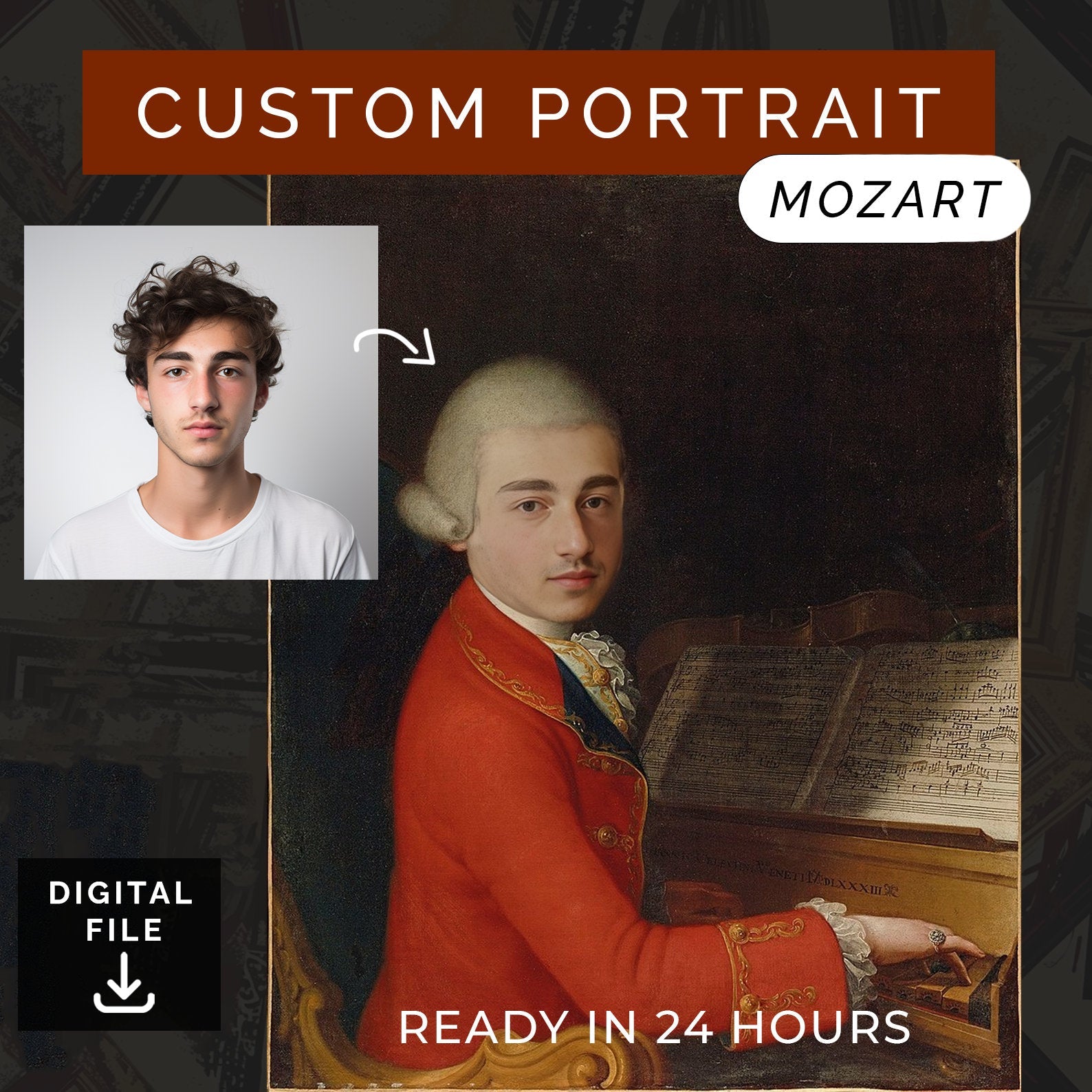 Anatolian HandsCustomized PIANIST Portrait from Photo, Turn Me Into Pianist | Custom Portrait Gift | Valentines Day Gift | Digital Download