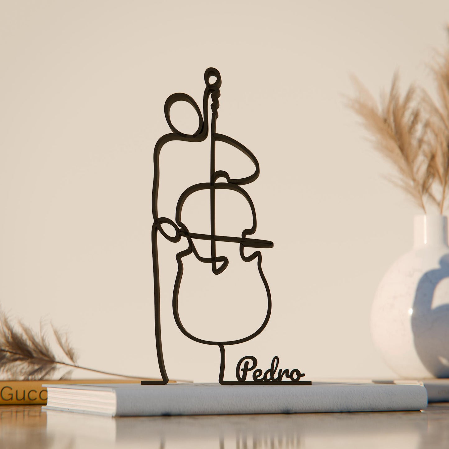 Contrabass Player - Customized Line Art Figure