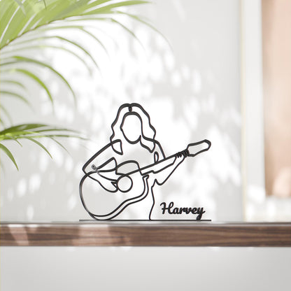 Anatolian Gift BoxFemale Acoustic Guitarist - Customized Line Art Figure