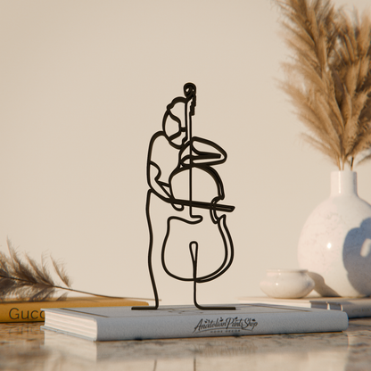 Female Contrabass Player - Customized Line Art Figure
