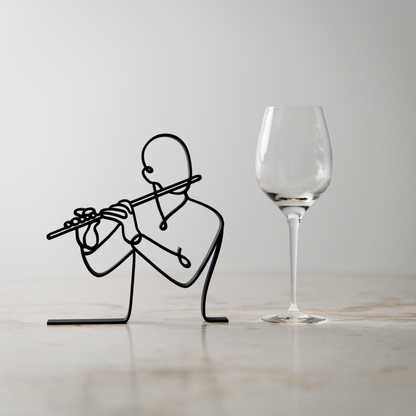 Flute Player - Customized Line Art Figure