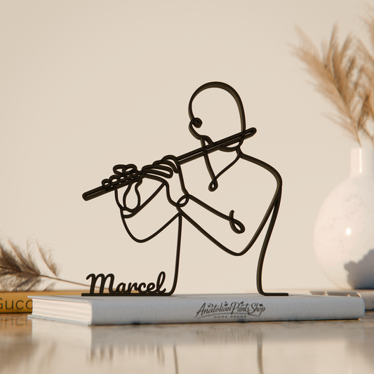 Flute Player - Customized Line Art Figure