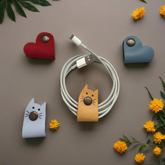 Anatolian Gift BoxGenuine Leather cat lovers cable, cord holder | Cat lover gift, Genuine Leather organizer, earbud holder, hostess gifts, earphone holder