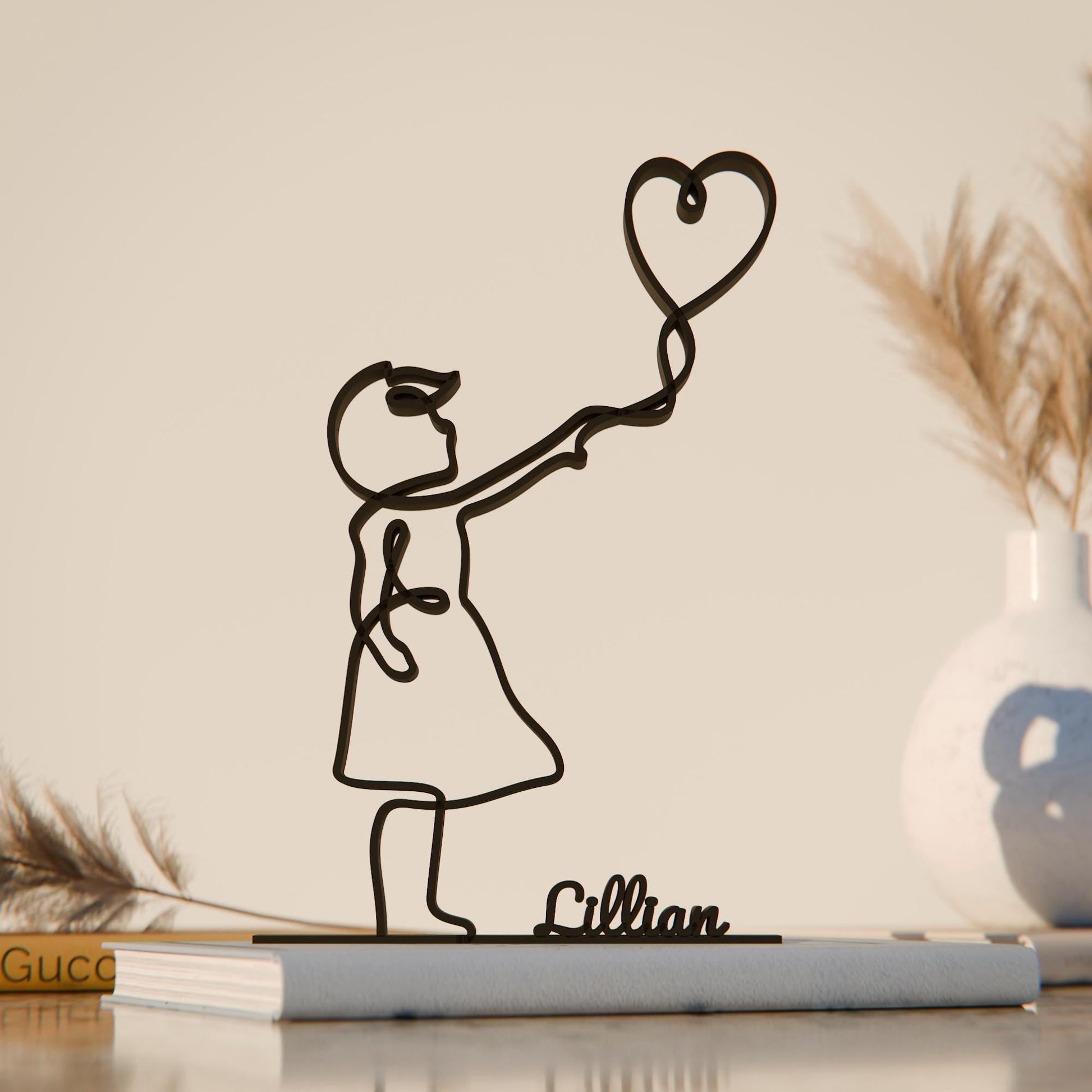 Anatolian Gift BoxGirl with Balloon - Customized Line Art Figure