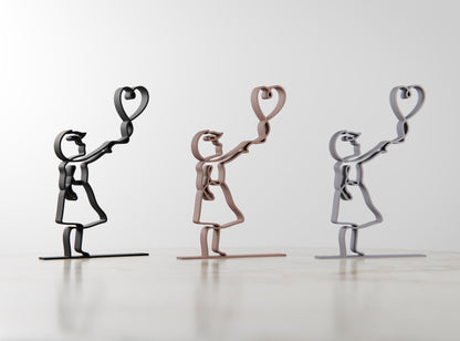 Anatolian Gift BoxGirl with Balloon - Customized Line Art Figure