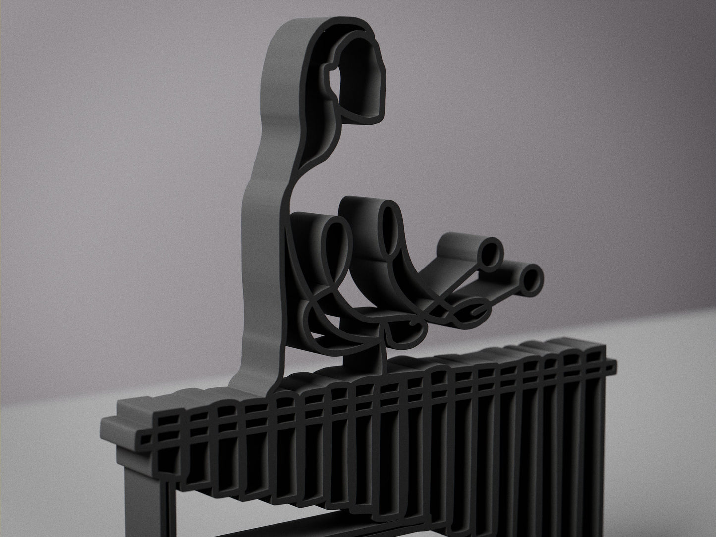 Female Marimba Player - Customized Line Art Figure