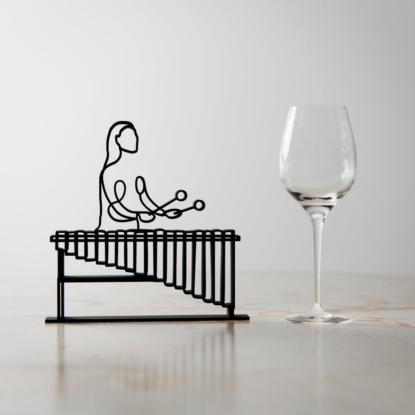 Female Marimba Player - Customized Line Art Figure