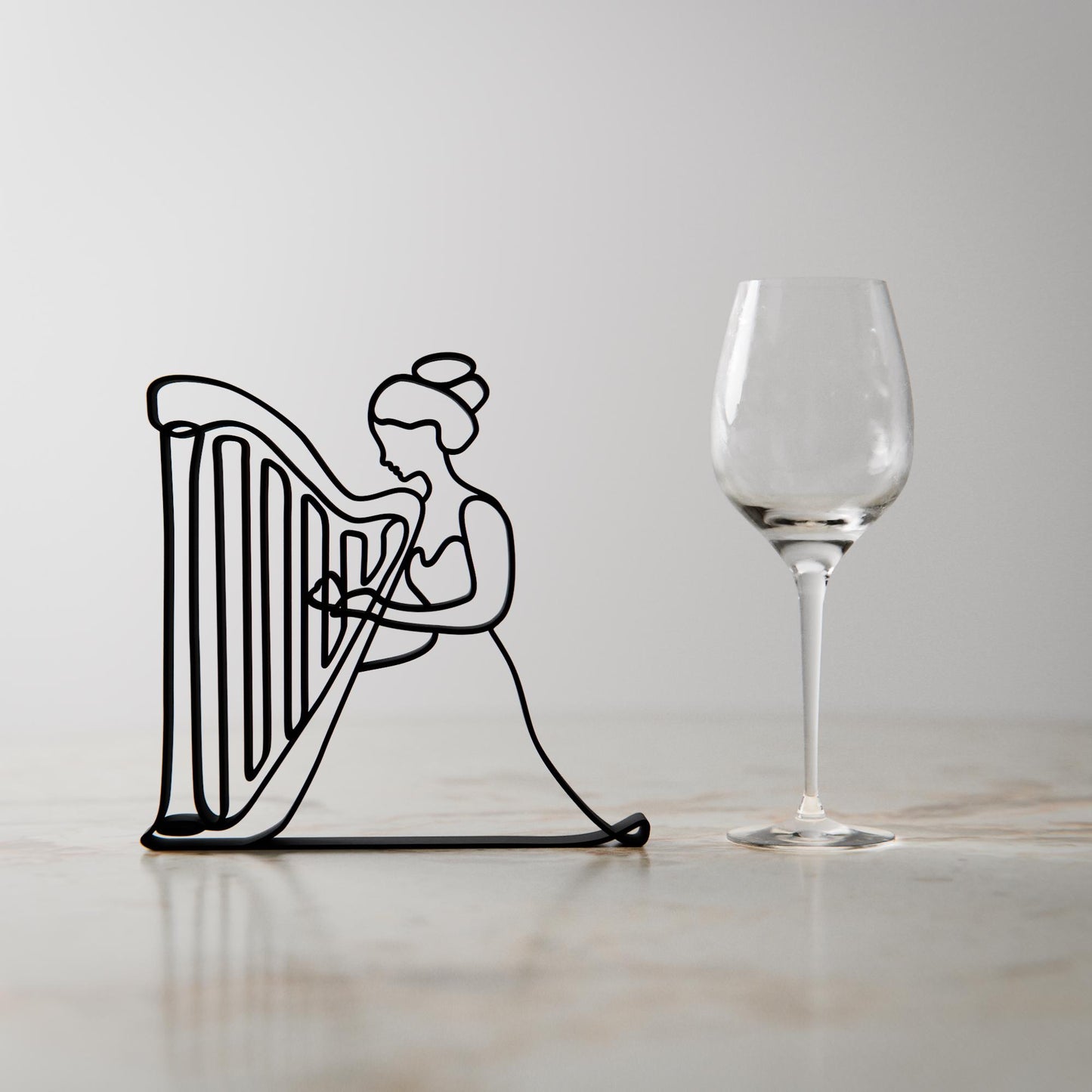 Harp Player - Customized Line Art Figure