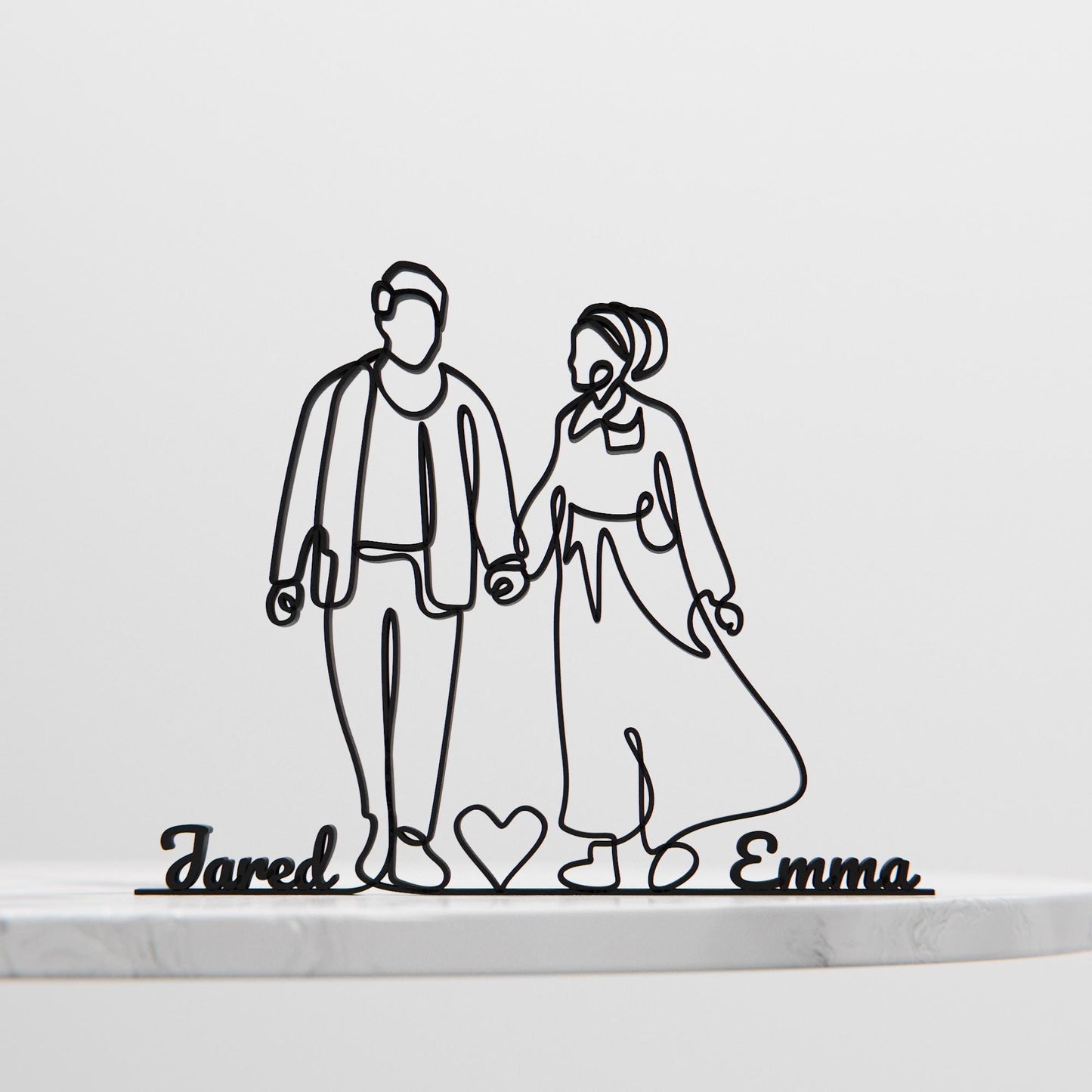 Romantic Couple Lovers - Customized Line Art Figure
