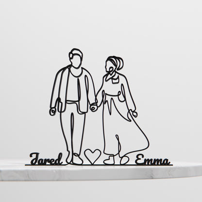 Romantic Couple Lovers - Customized Line Art Figure