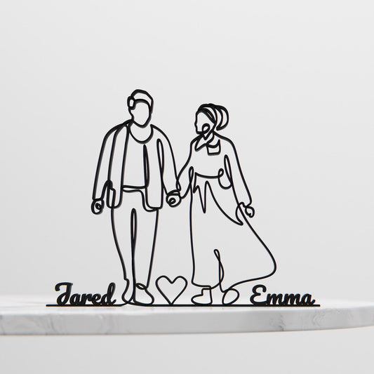 Romantic Couple Lovers - Customized Line Art Figure