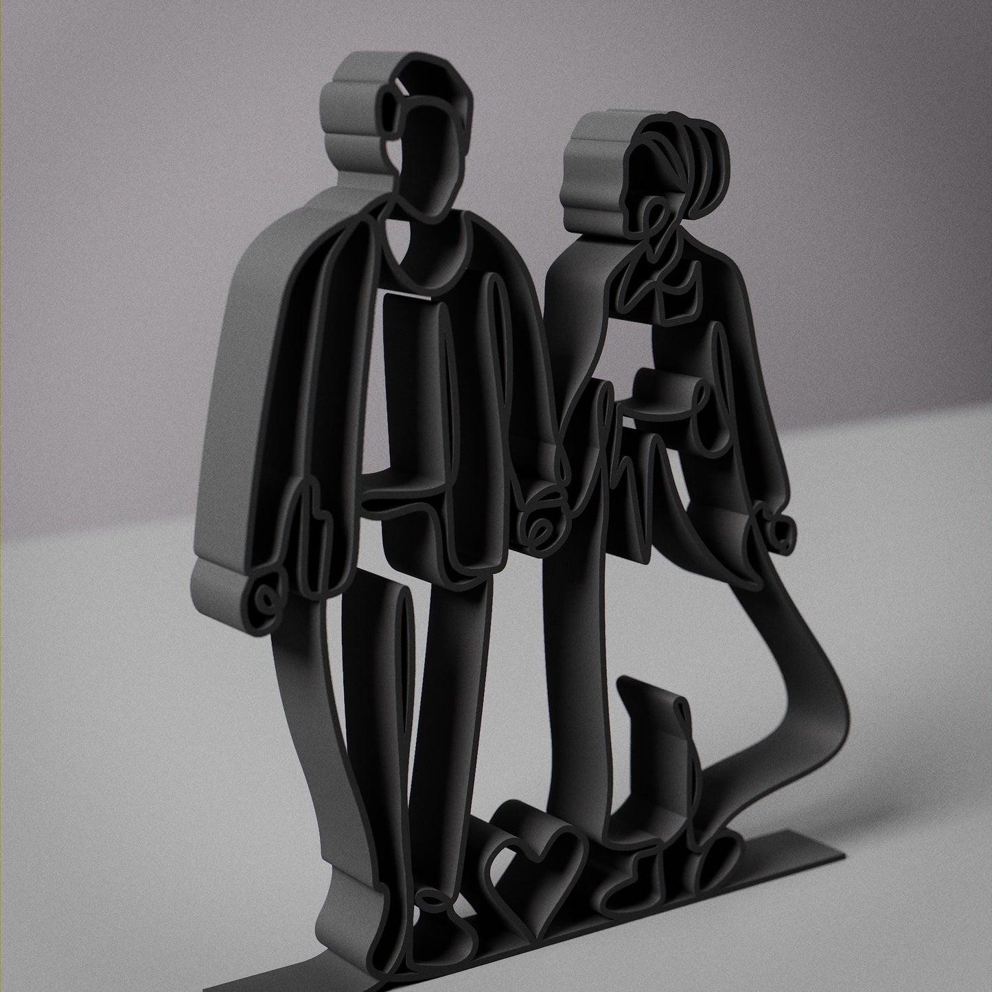 Romantic Couple Lovers - Customized Line Art Figure