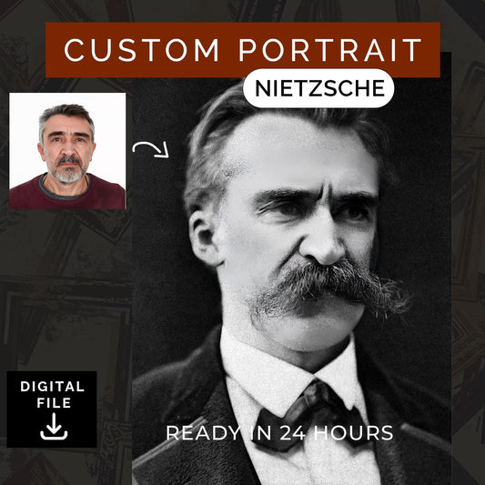 Customized Nietzsche's Self Portrait from Photo, Turn Me Into a Nietzsche | Custom Portrait Gift | Halloween Gift | Digital Download