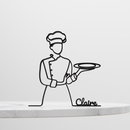 Female Chef - Customized Line Art Figure
