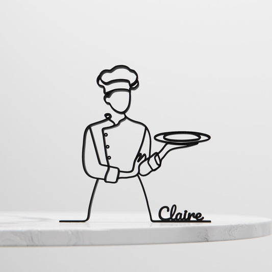 Female Chef - Customized Line Art Figure