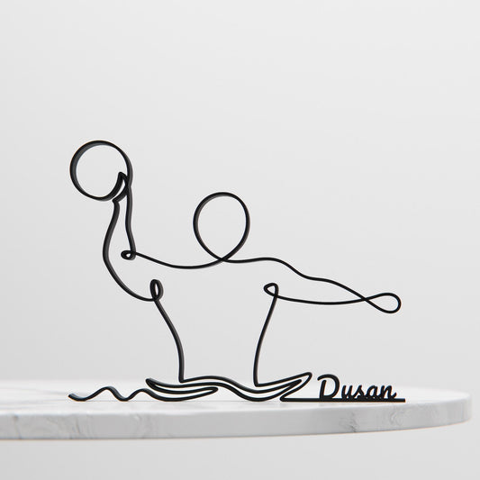 Water Polo Player - Customized Line Art Figure