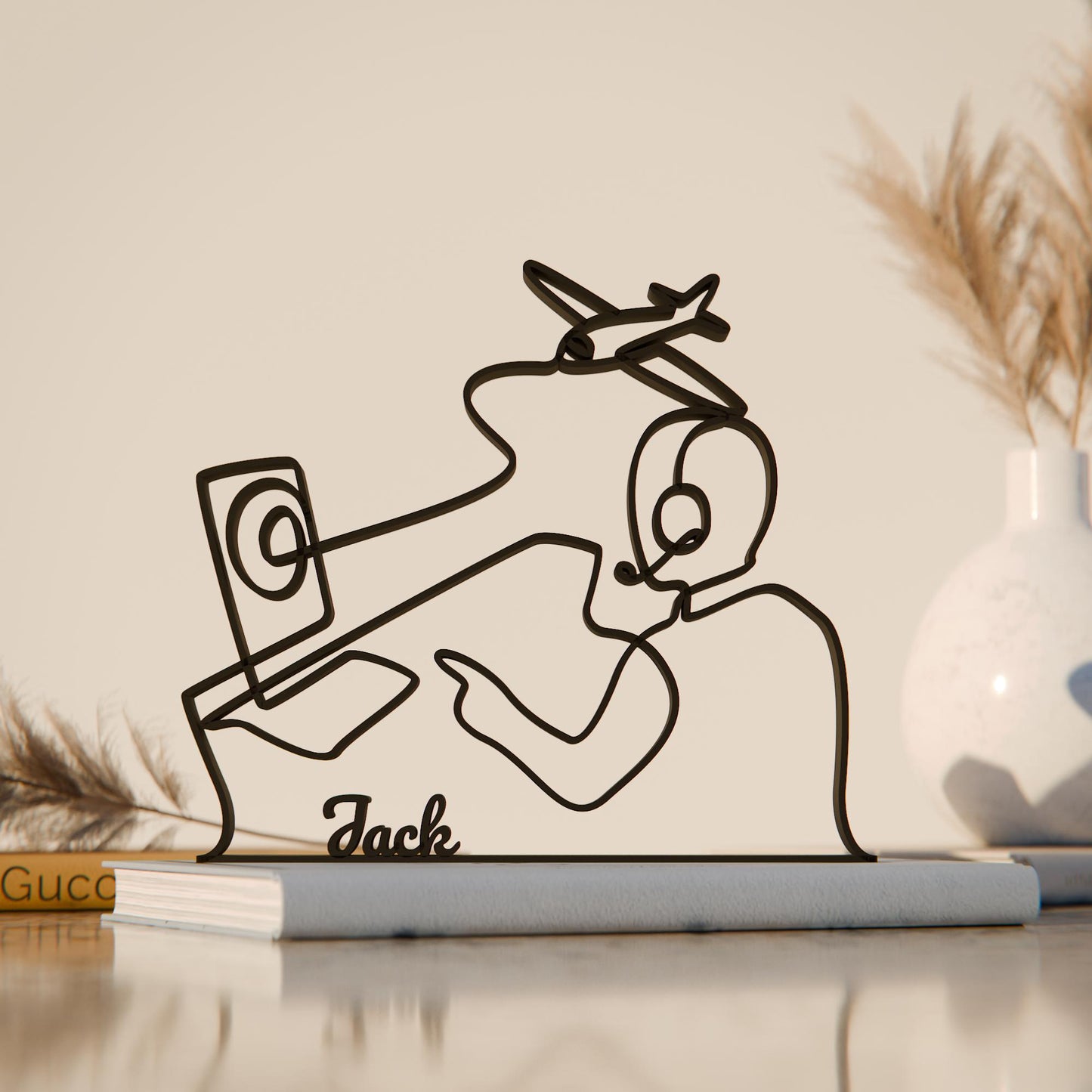 Air Traffic Controller - Customized Line Art Figure