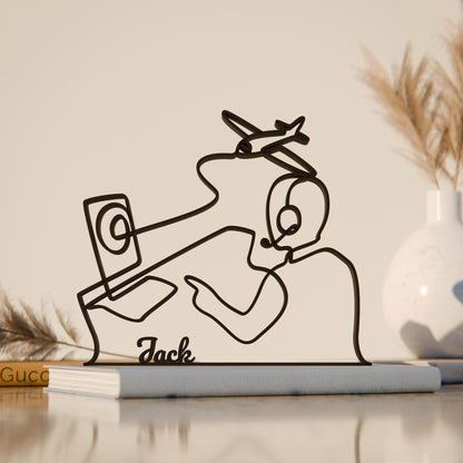 Air Traffic Controller - Customized Line Art Figure