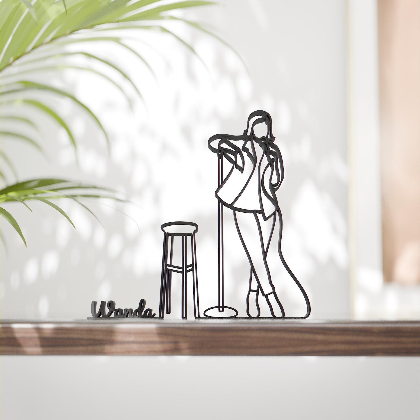 Personalized Female Stand-Up Comedian Figure - Minimalist Line Art Sculpture