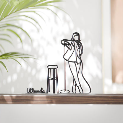 Personalized Female Stand-Up Comedian Figure - Minimalist Line Art Sculpture