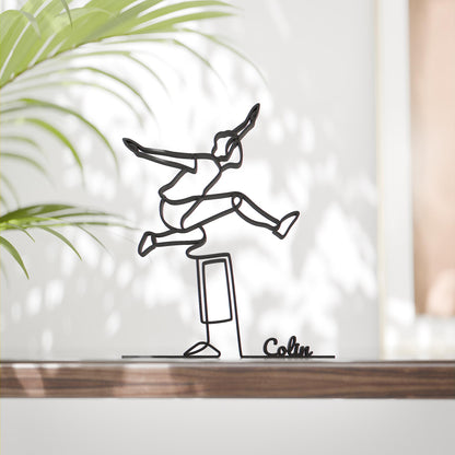 Personalized Hurdler Figure - Minimalist Line Art Sculpture
