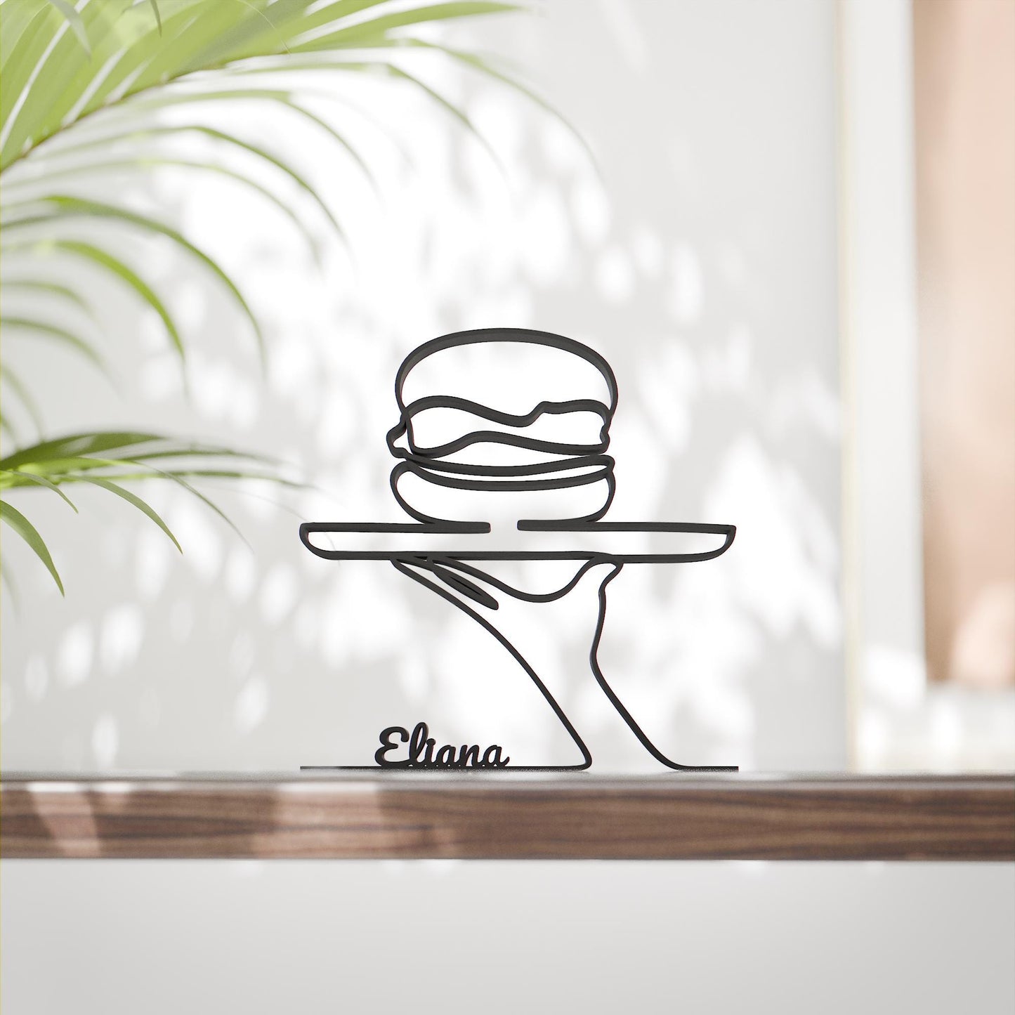 Personalized Fast Food Worker Figure - Minimalist Line Art Sculpture